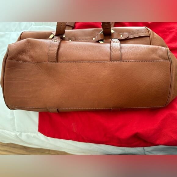 Bally Brown Leather Tote Bag with Tassel &‎ Dust Bag 14x6 Designer Handbag - Picture 3 of 10